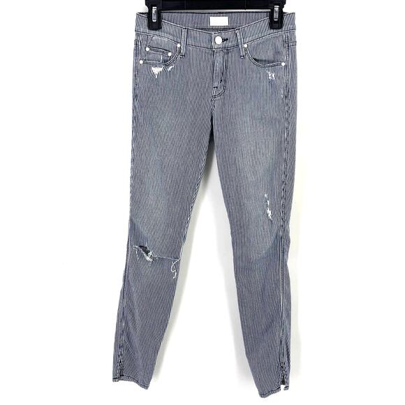 Mother Jeans The Vamp One The Road Destroy Conductor Strip Size 25 Cropped - Picture 1 of 11